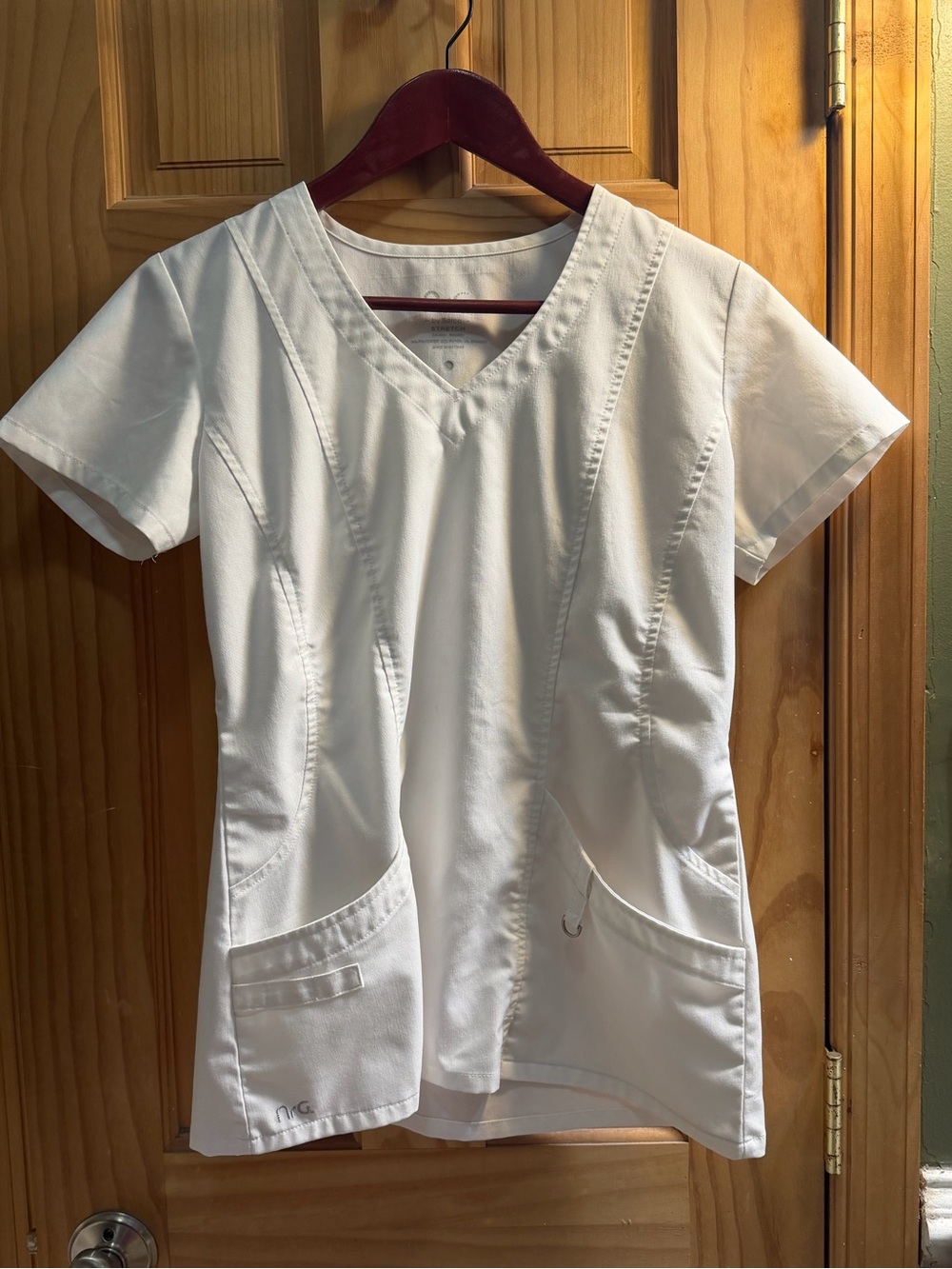Women's White V-Neck Scrub Tunic